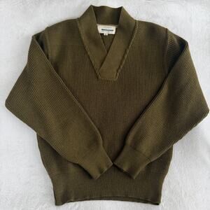 Vintage Guideboat Co Wool Sweater Mens Medium Green A1 Military WW2 Ribbed Knit